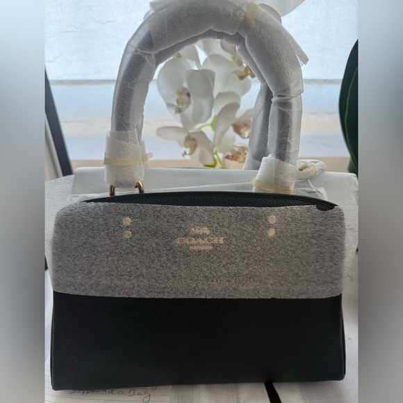 Coach Handbags - NWT Coach Mini Lillie Carryall Black Satchel with Gold Details